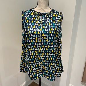 Talbots Red Ruffle Neck Sleeveless blouse